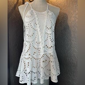 Free People Starry Eyelet White Eyelet BOHO, Beach, cover-up,  size small
NWOT
